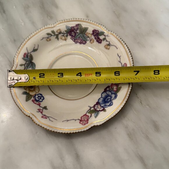 Antique Castleton China Soup Bowl Cup & Saucer Phoenix USA Gold Scalloped Edge - Picture 14 of 16